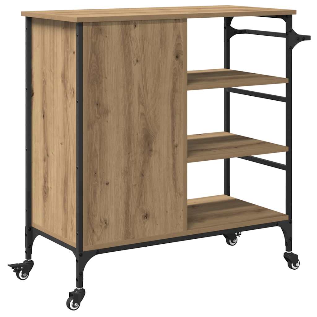 Keuken Trolley Artisan Eiken 87.5 x 39 x 84.5 cm Bewerkt hout is nu te koop bij PeponiXL, paradijselijk wonen!