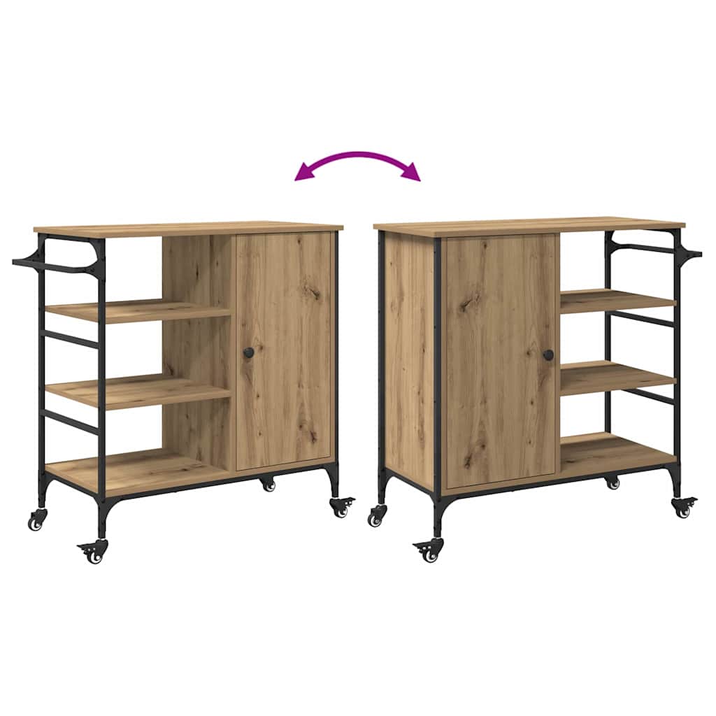 Keuken Trolley Artisan Eiken 87.5 x 39 x 84.5 cm Bewerkt hout is nu te koop bij PeponiXL, paradijselijk wonen!