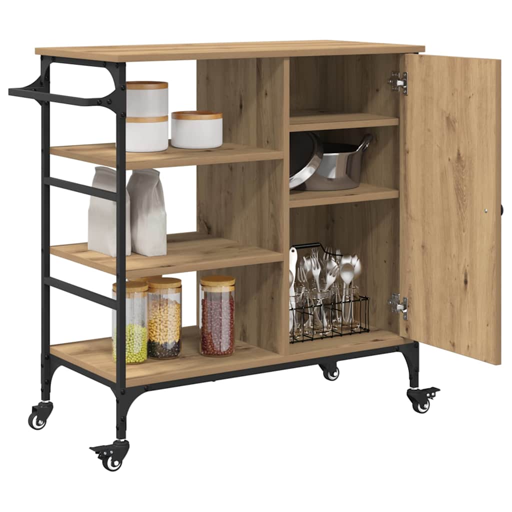 Keuken Trolley Artisan Eiken 87.5 x 39 x 84.5 cm Bewerkt hout is nu te koop bij PeponiXL, paradijselijk wonen!