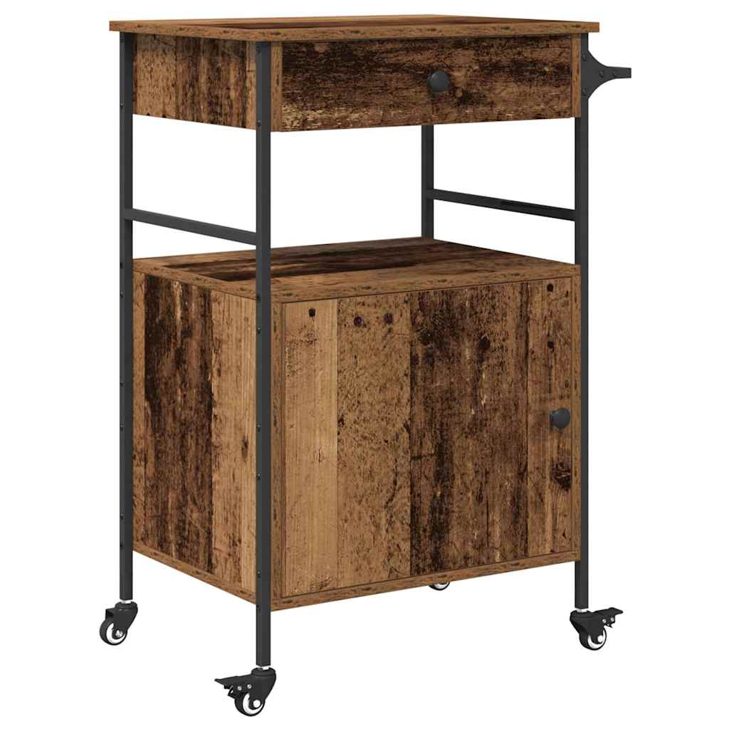 Keuken Trolley Oudhout 56 x 43 x 89,5 cm Bewerkt hout is nu te koop bij PeponiXL, paradijselijk wonen!