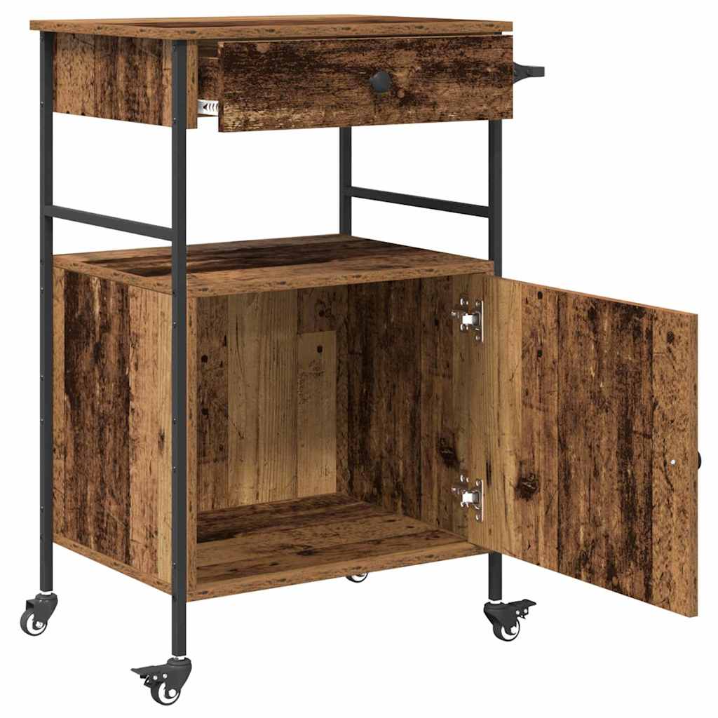 Keuken Trolley Oudhout 56 x 43 x 89,5 cm Bewerkt hout is nu te koop bij PeponiXL, paradijselijk wonen!