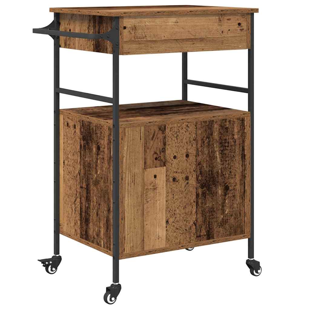 Keuken Trolley Oudhout 56 x 43 x 89,5 cm Bewerkt hout is nu te koop bij PeponiXL, paradijselijk wonen!