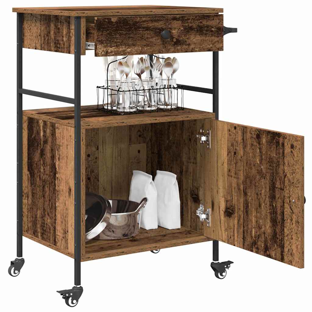 Keuken Trolley Oudhout 56 x 43 x 89,5 cm Bewerkt hout is nu te koop bij PeponiXL, paradijselijk wonen!