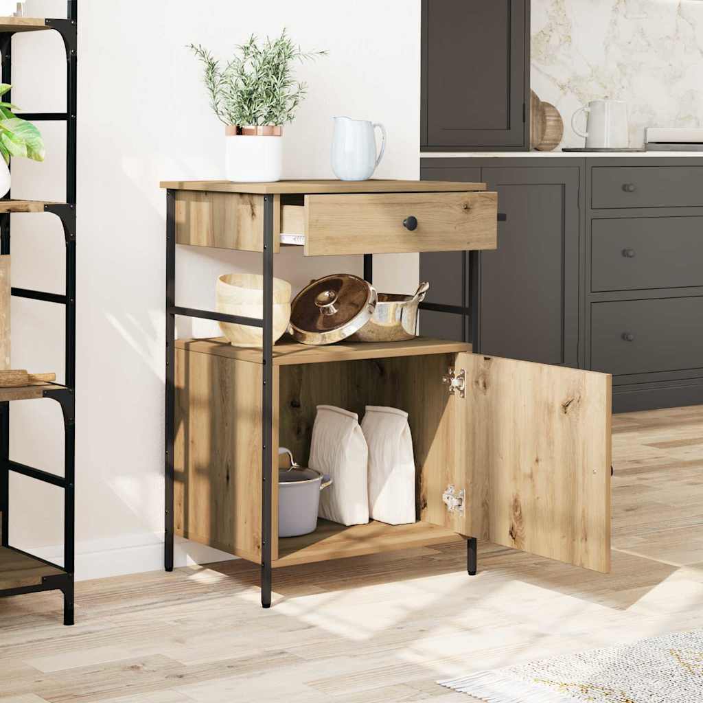 Keuken Trolley Artisan Eiken 56 x 43 x 89,5 cm Bewerkt hout is nu te koop bij PeponiXL, paradijselijk wonen!