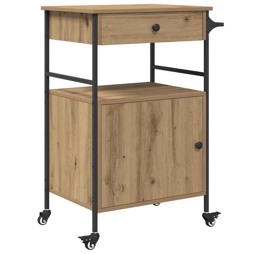 Keuken Trolley Artisan Eiken 56 x 43 x 89,5 cm Bewerkt hout is nu te koop bij PeponiXL, paradijselijk wonen!