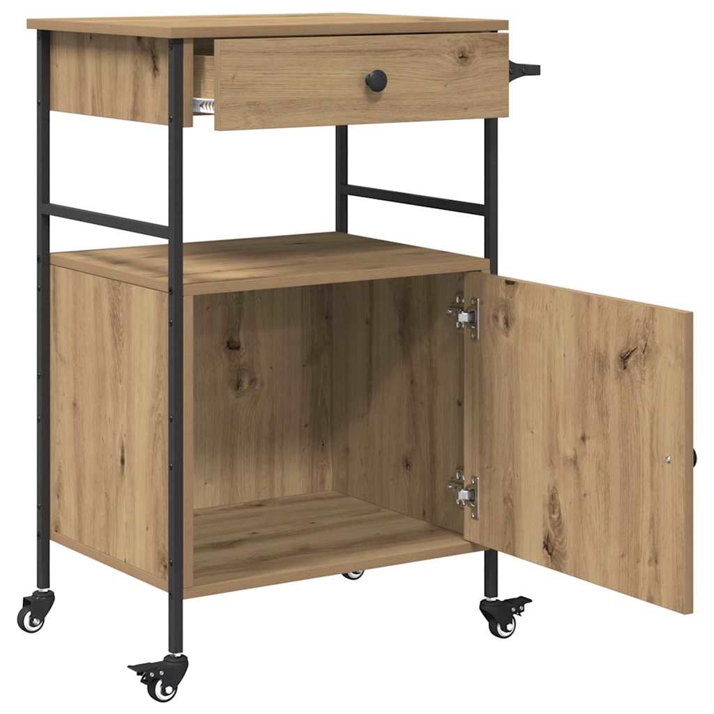 Keuken Trolley Artisan Eiken 56 x 43 x 89,5 cm Bewerkt hout is nu te koop bij PeponiXL, paradijselijk wonen!