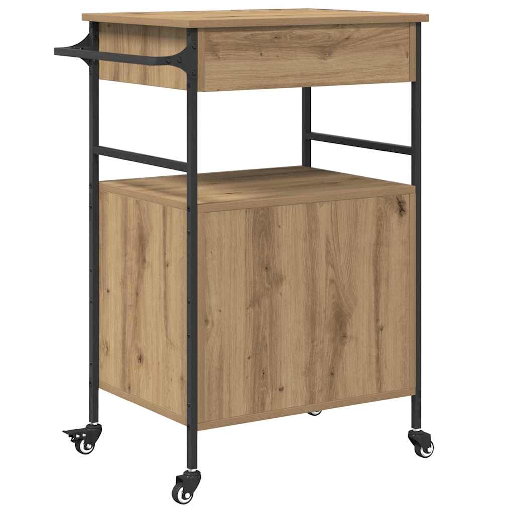 Keuken Trolley Artisan Eiken 56 x 43 x 89,5 cm Bewerkt hout is nu te koop bij PeponiXL, paradijselijk wonen!