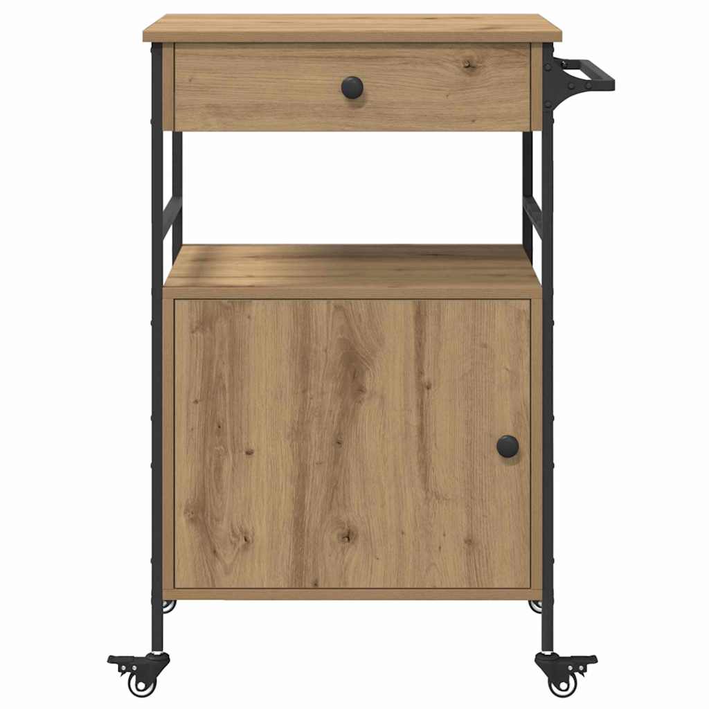 Keuken Trolley Artisan Eiken 56 x 43 x 89,5 cm Bewerkt hout is nu te koop bij PeponiXL, paradijselijk wonen!