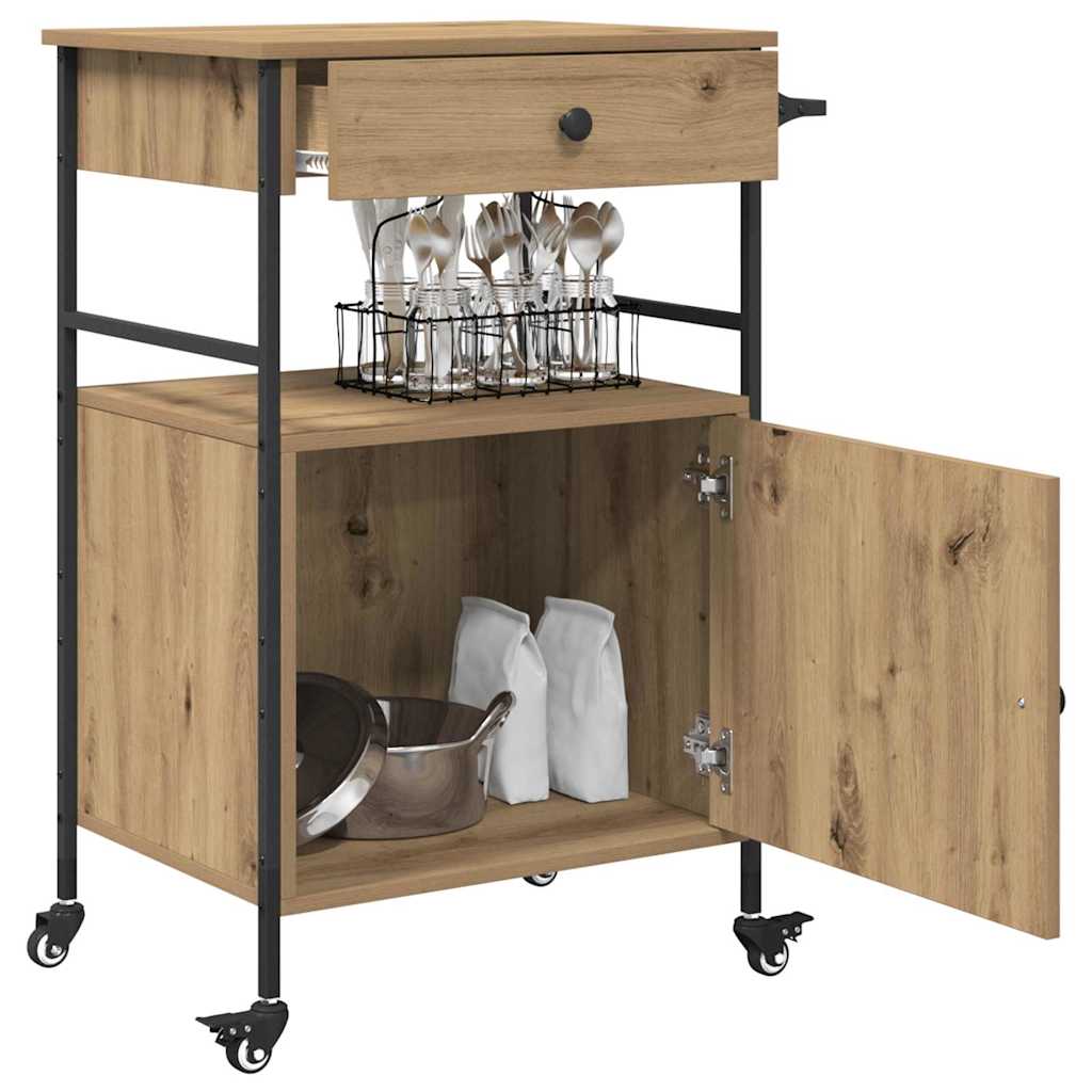 Keuken Trolley Artisan Eiken 56 x 43 x 89,5 cm Bewerkt hout is nu te koop bij PeponiXL, paradijselijk wonen!