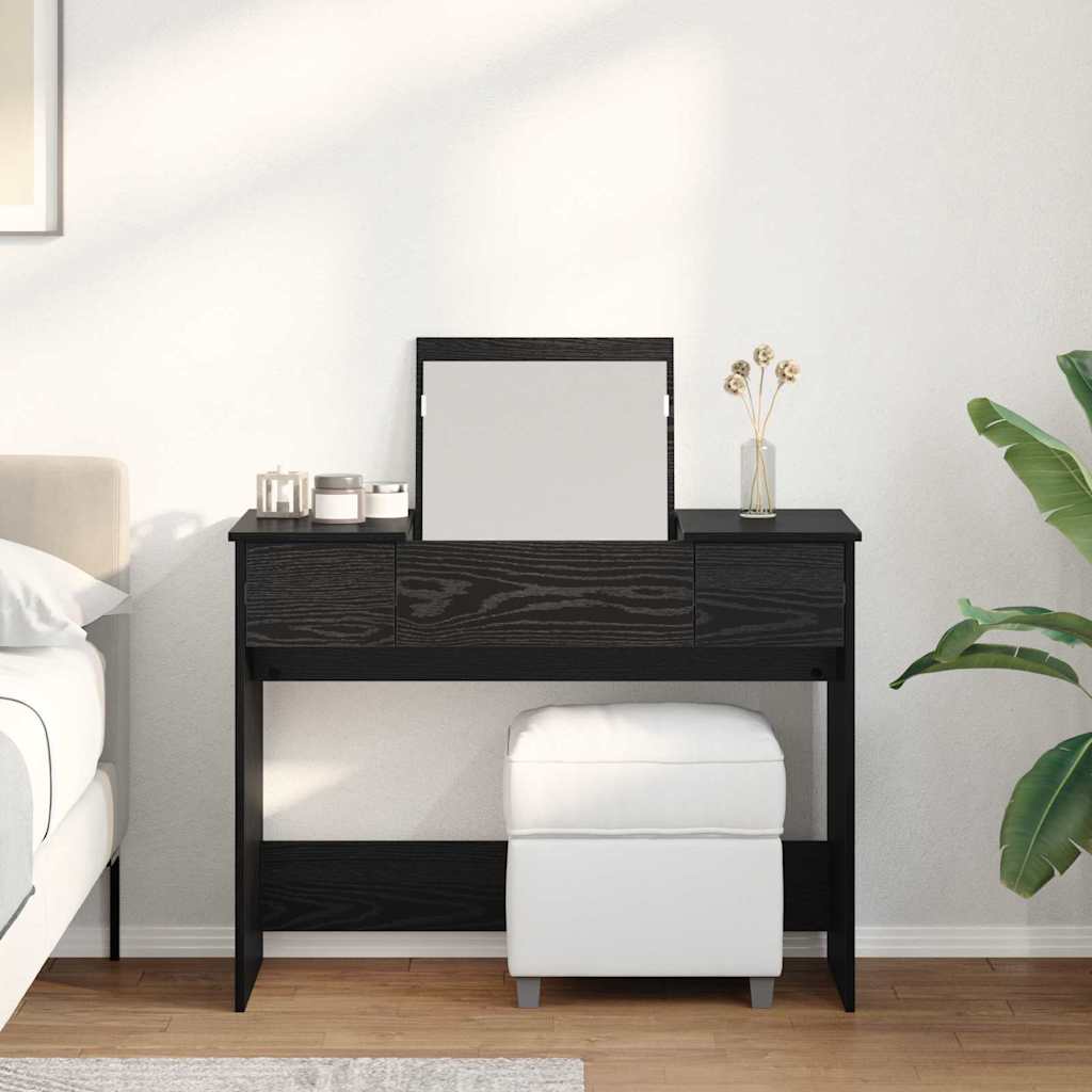 Cosmetische Tafel met lade Zwart Eiken 100 x 45 x 76 cm is nu te koop bij PeponiXL, paradijselijk wonen!