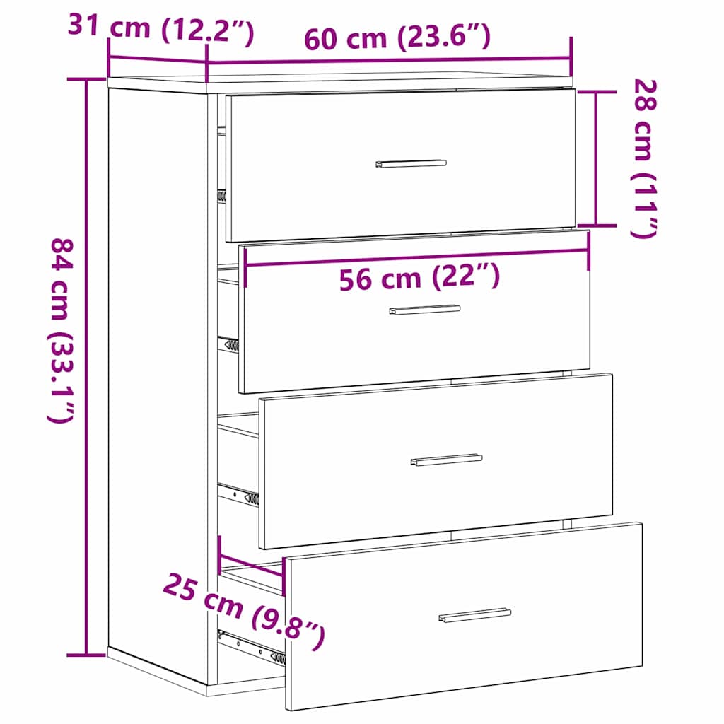 Dressoir met lade Artisan Eiken 60 x 31 x 84 cm Bewerkt hout is nu te koop bij PeponiXL, paradijselijk wonen!