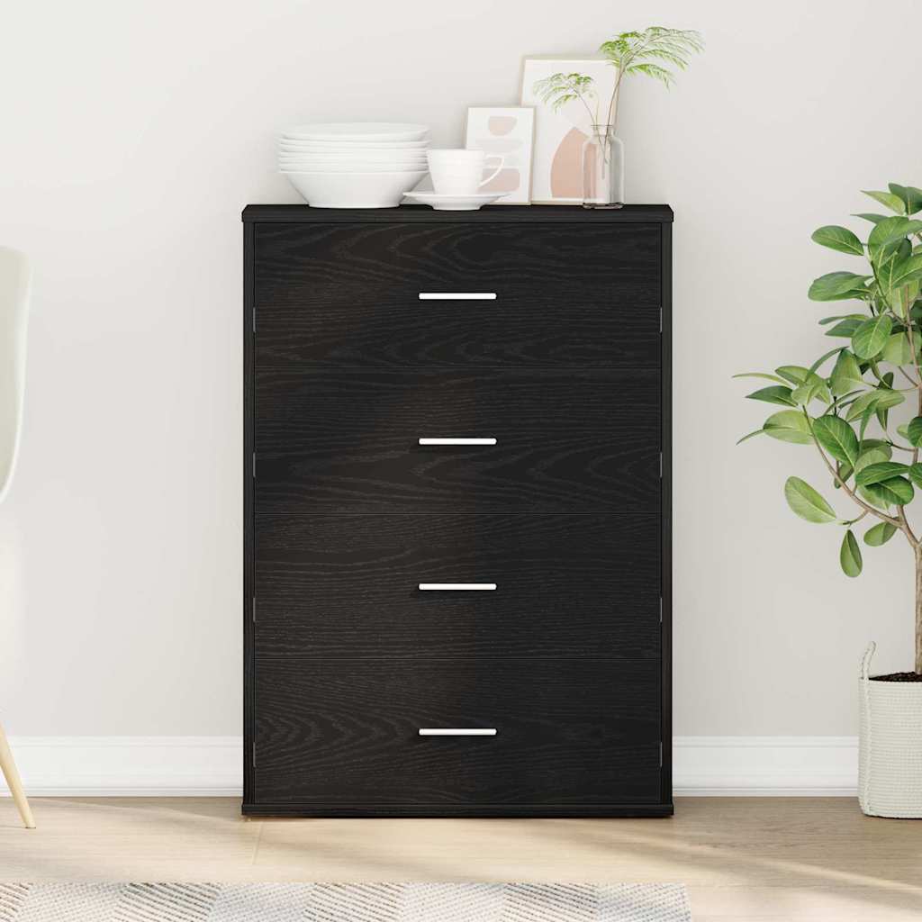 Dressoir met lade Zwart Eiken 60 x 31 x 84 cm Bewerkt hout is nu te koop bij PeponiXL, paradijselijk wonen!