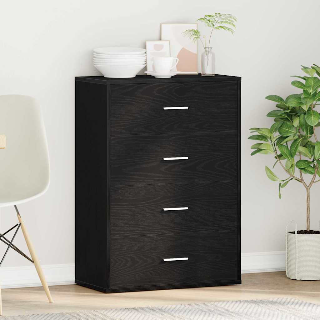 Dressoir met lade Zwart Eiken 60 x 31 x 84 cm Bewerkt hout is nu te koop bij PeponiXL, paradijselijk wonen!