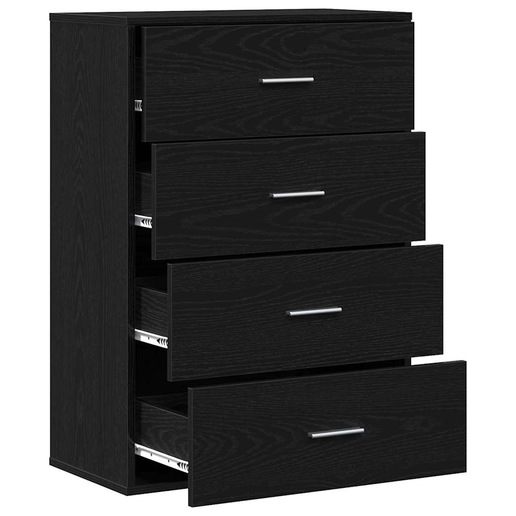 Dressoir met lade Zwart Eiken 60 x 31 x 84 cm Bewerkt hout is nu te koop bij PeponiXL, paradijselijk wonen!