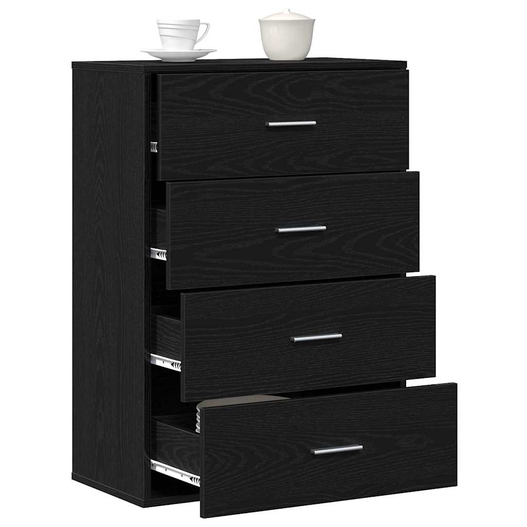 Dressoir met lade Zwart Eiken 60 x 31 x 84 cm Bewerkt hout is nu te koop bij PeponiXL, paradijselijk wonen!