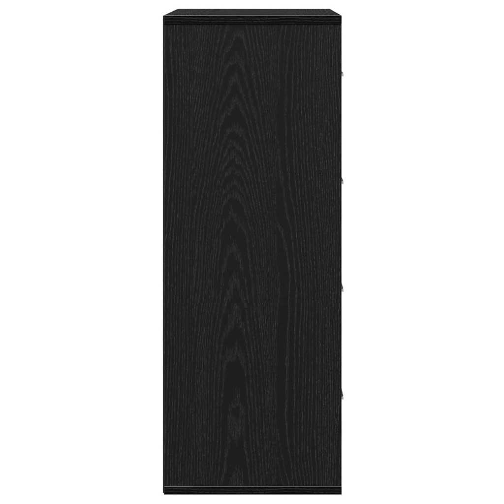 Dressoir met lade Zwart Eiken 60 x 31 x 84 cm Bewerkt hout is nu te koop bij PeponiXL, paradijselijk wonen!