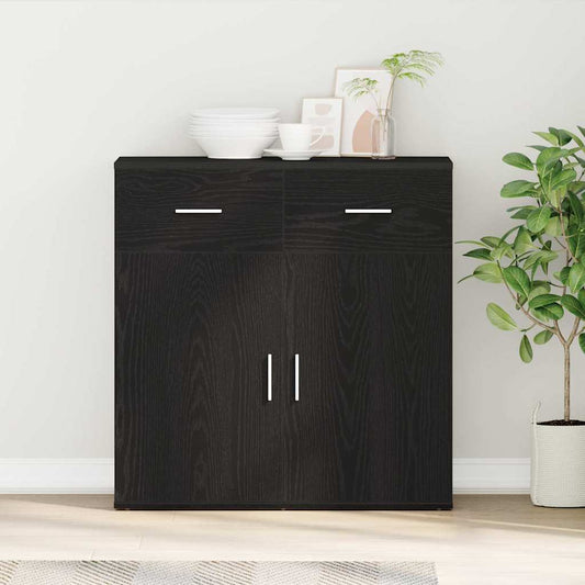 Dressoir met lade Zwart Eiken 78 x 38 x 80 cm Bewerkt hout is nu te koop bij PeponiXL, paradijselijk wonen!