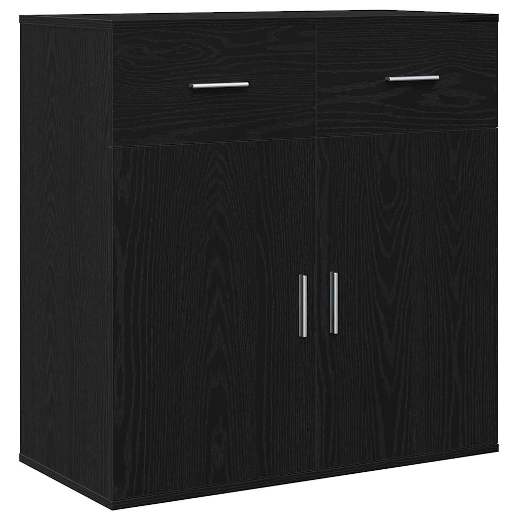 Dressoir met lade Zwart Eiken 78 x 38 x 80 cm Bewerkt hout is nu te koop bij PeponiXL, paradijselijk wonen!