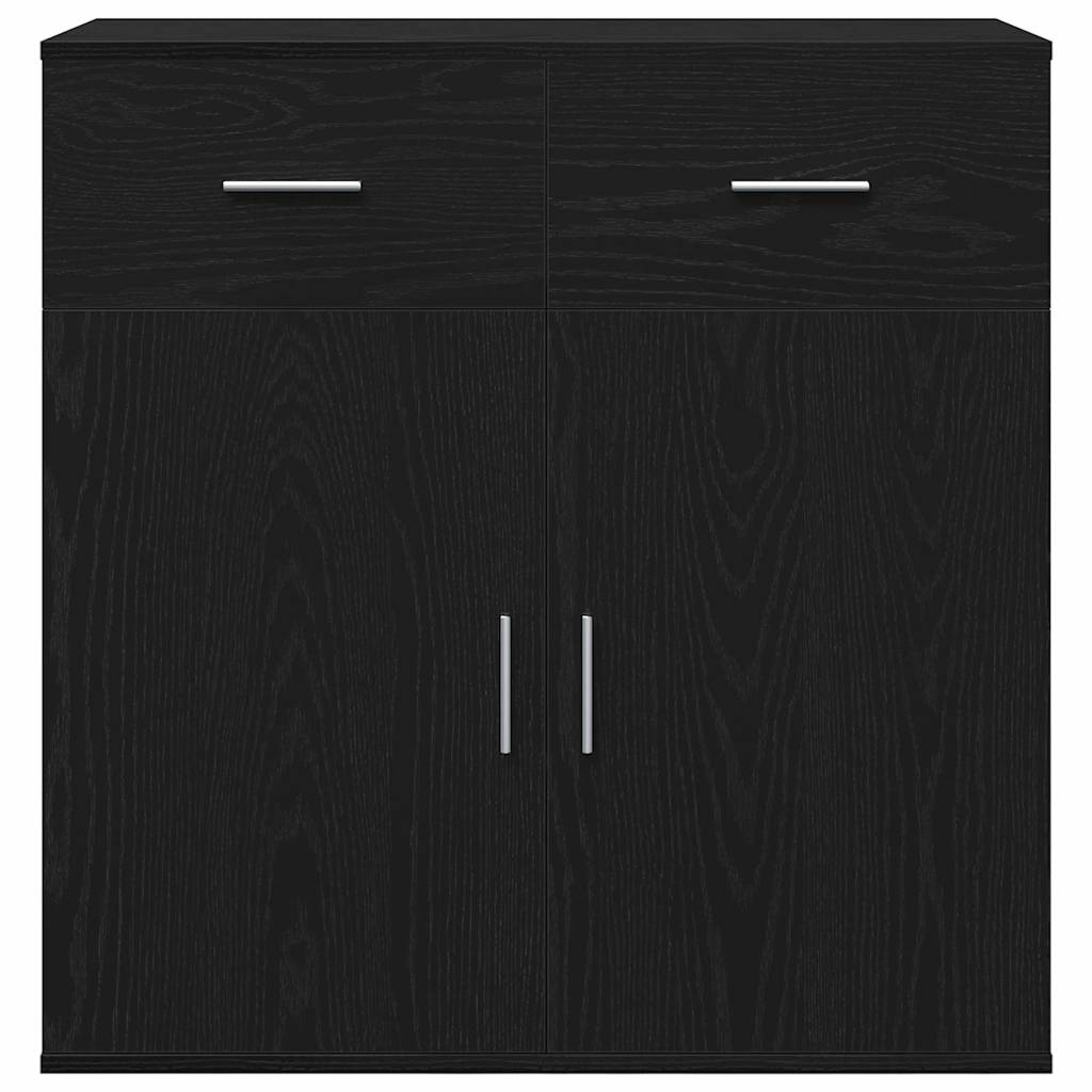Dressoir met lade Zwart Eiken 78 x 38 x 80 cm Bewerkt hout is nu te koop bij PeponiXL, paradijselijk wonen!