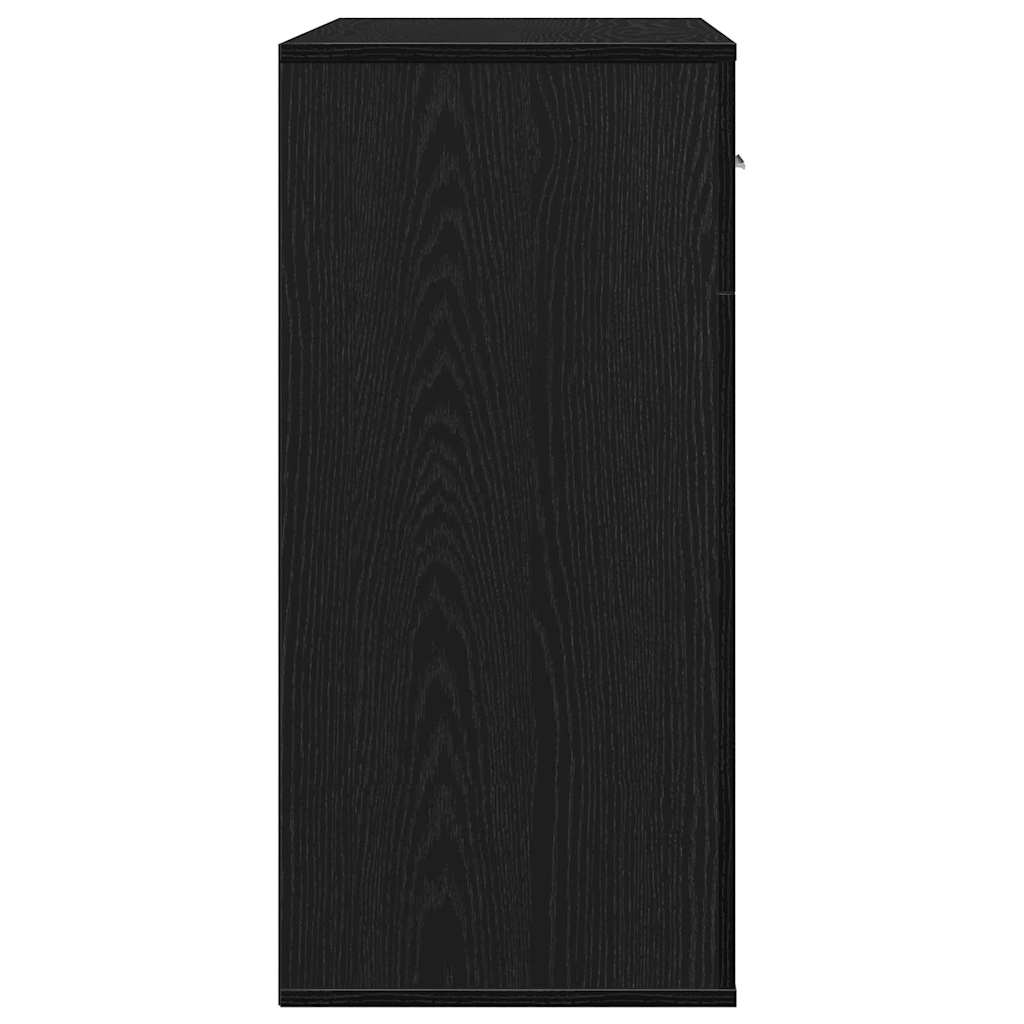 Dressoir met lade Zwart Eiken 78 x 38 x 80 cm Bewerkt hout is nu te koop bij PeponiXL, paradijselijk wonen!