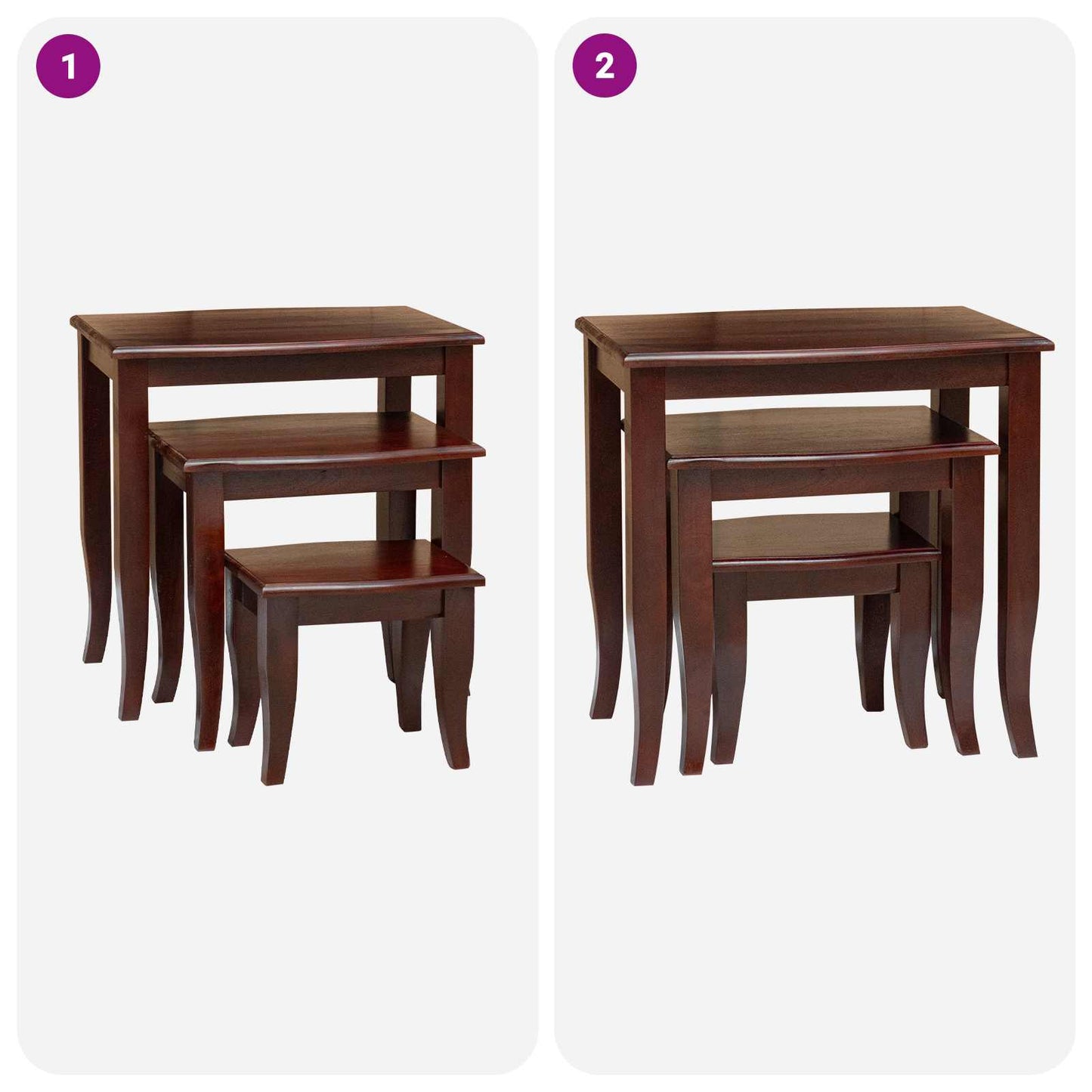 Geneste Bijzettafels 3 pcs Bruin Massief Mahoniehout is nu te koop bij PeponiXL, paradijselijk wonen!