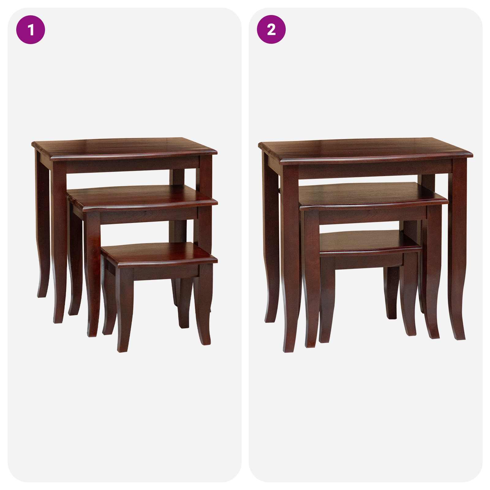 Geneste Bijzettafels 3 pcs Bruin Massief Mahoniehout is nu te koop bij PeponiXL, paradijselijk wonen!