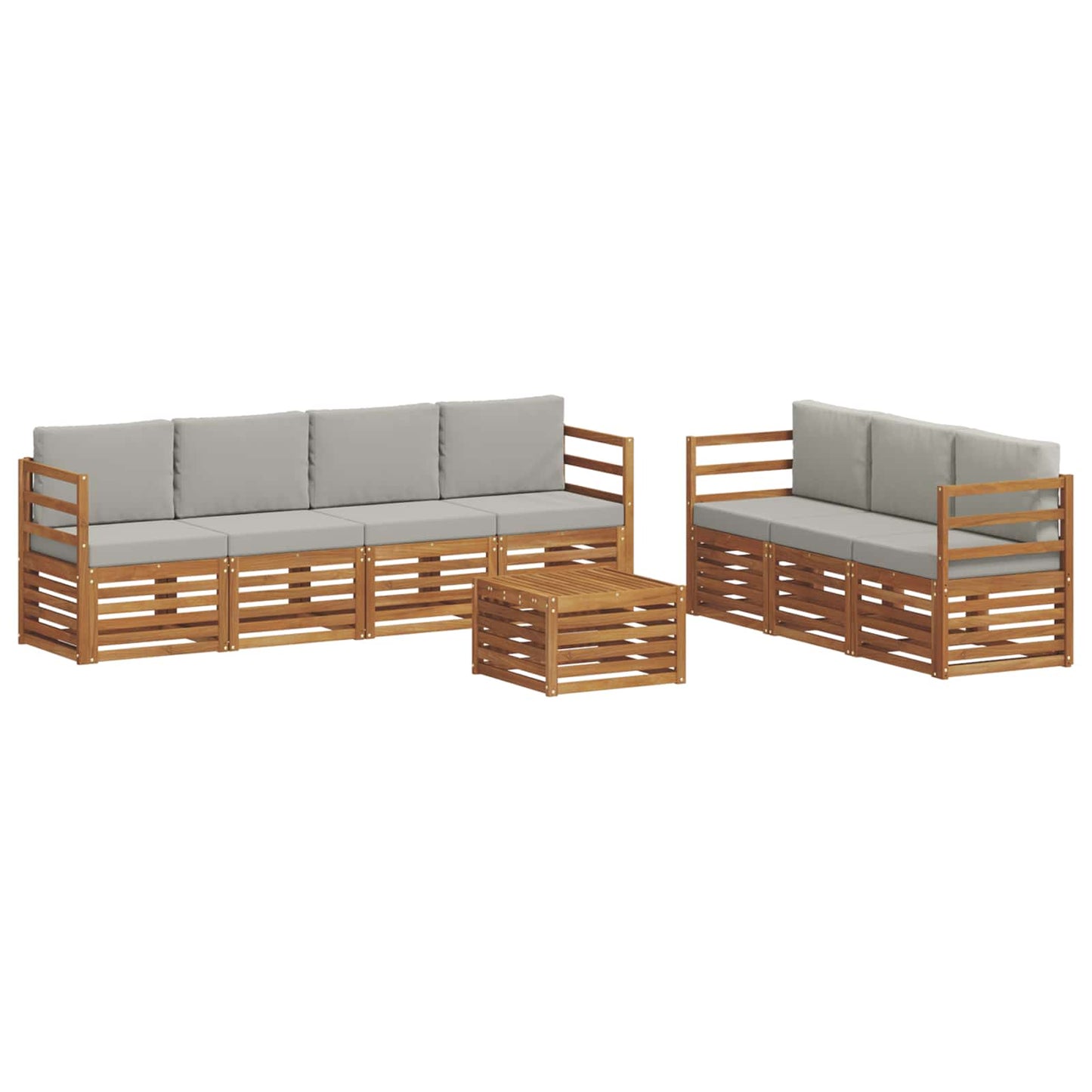 Sofa-Sets 8 pcs Natuurlijk en Lichtgrijs Massief Acaciahout is nu te koop bij PeponiXL, paradijselijk wonen!