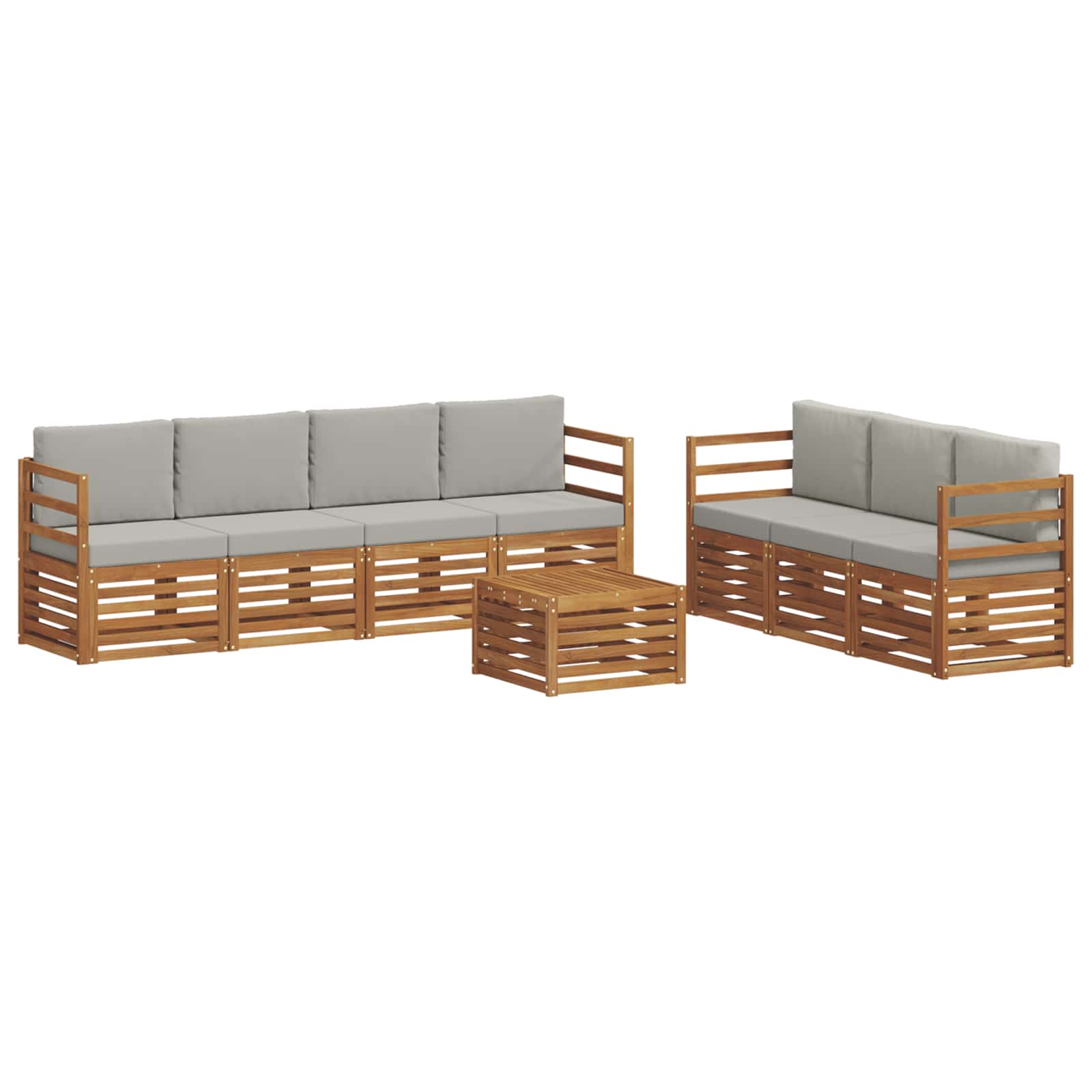 Sofa-Sets 8 pcs Natuurlijk en Lichtgrijs Massief Acaciahout is nu te koop bij PeponiXL, paradijselijk wonen!