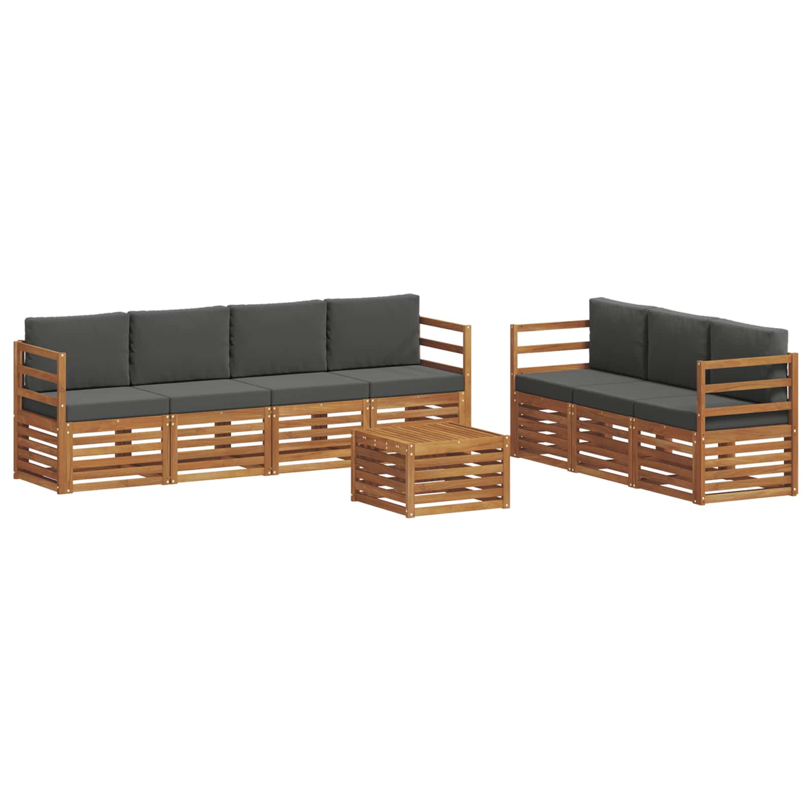 Sofa-Sets 8 pcs Natuurlijk en Antraciet Massief Acaciahout is nu te koop bij PeponiXL, paradijselijk wonen!