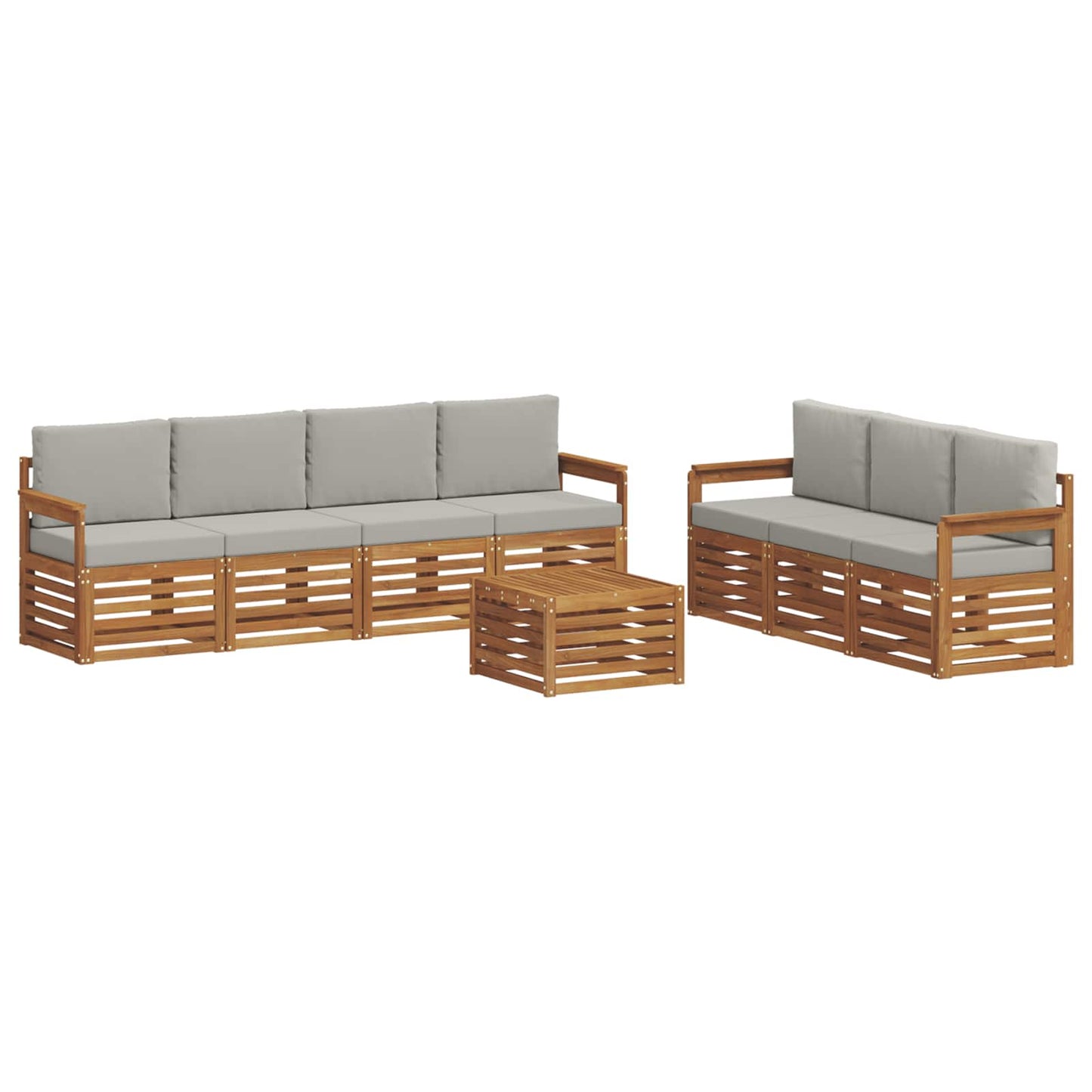 Sofa-Sets 8 pcs Natuurlijk en Lichtgrijs Massief Acaciahout is nu te koop bij PeponiXL, paradijselijk wonen!