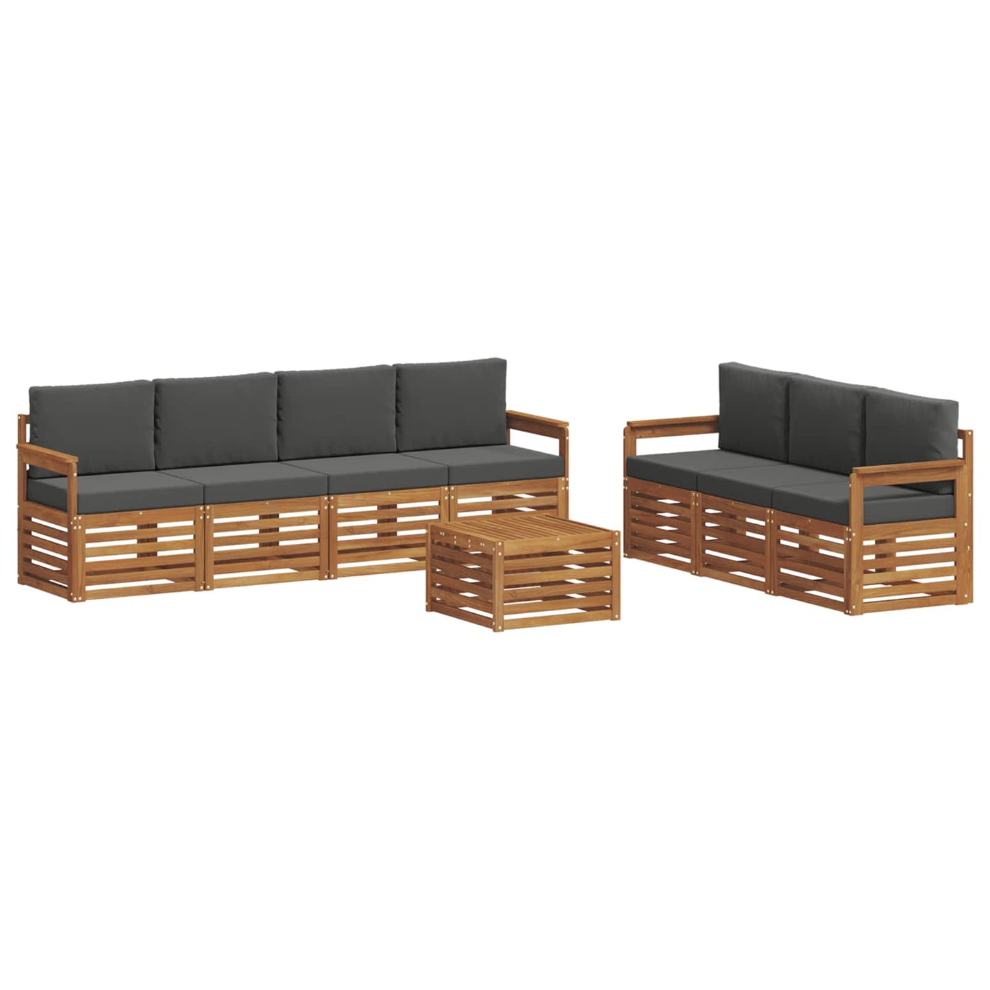 Sofa-Sets 8 pcs Natuurlijk en Antraciet Massief Acaciahout is nu te koop bij PeponiXL, paradijselijk wonen!