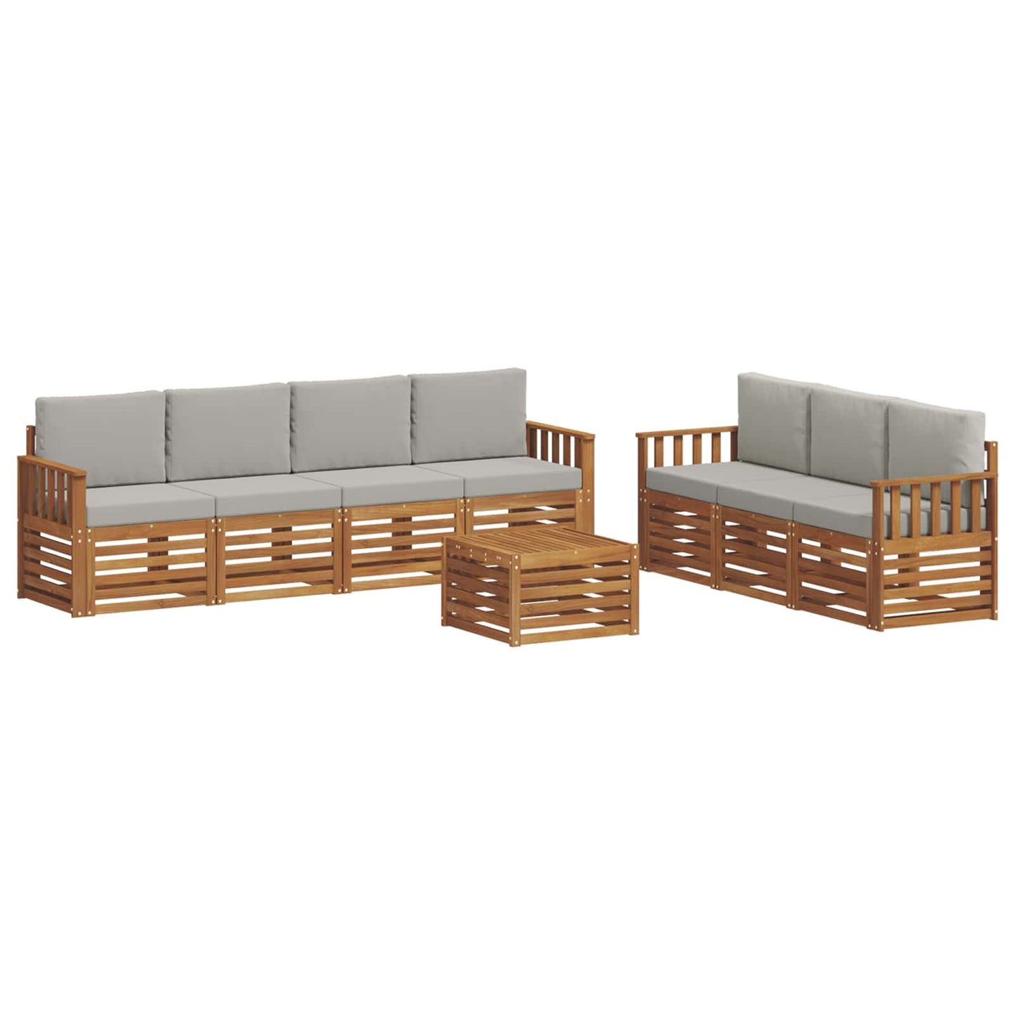Sofa-Sets 8 pcs Natuurlijk en Lichtgrijs Massief Acaciahout is nu te koop bij PeponiXL, paradijselijk wonen!