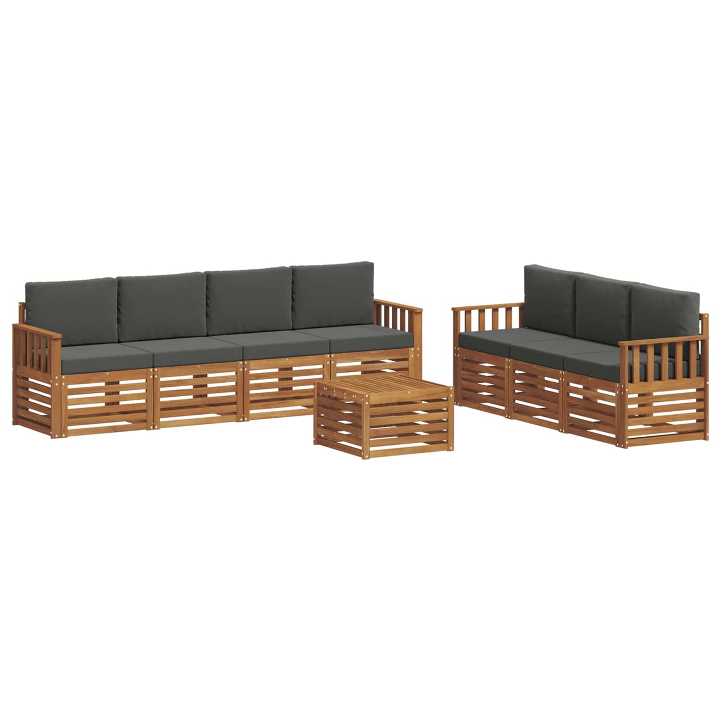 Sofa-Sets 8 pcs Natuurlijk en Antraciet Massief Acaciahout is nu te koop bij PeponiXL, paradijselijk wonen!