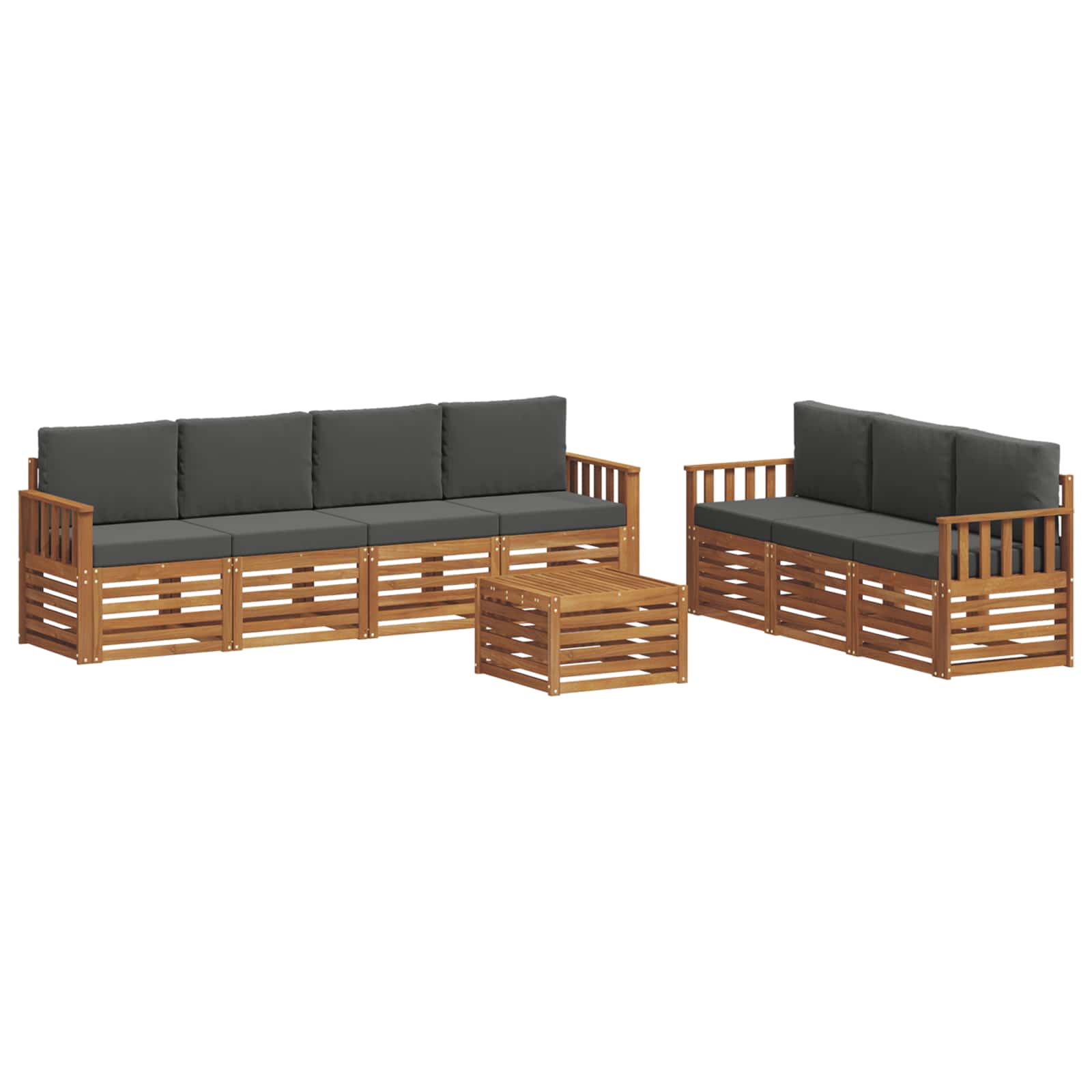 Sofa-Sets 8 pcs Natuurlijk en Antraciet Massief Acaciahout is nu te koop bij PeponiXL, paradijselijk wonen!