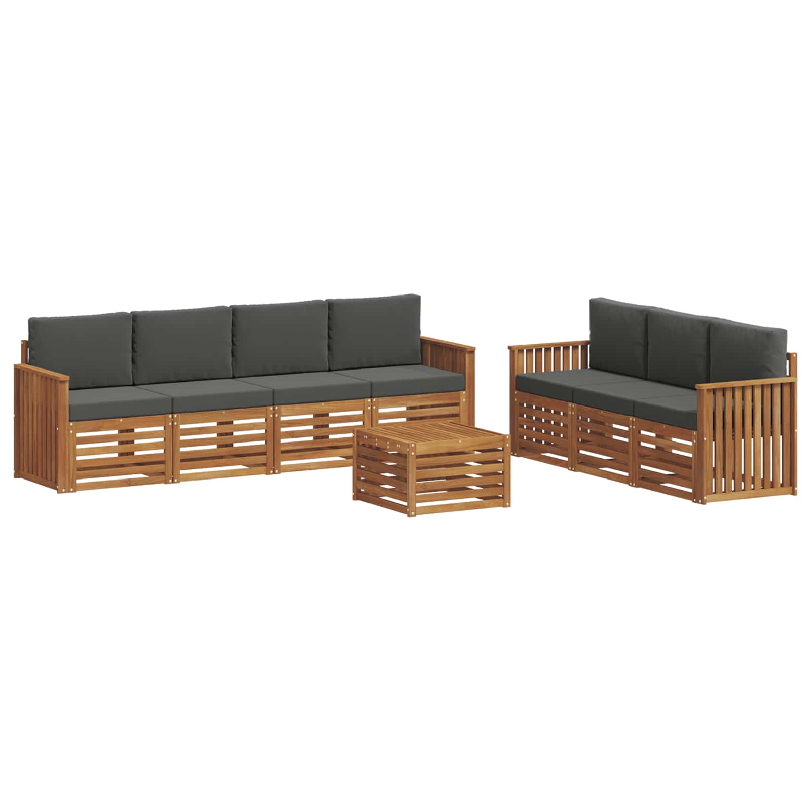 Sofa-Sets 8 pcs Natuurlijk en Antraciet Massief Acaciahout is nu te koop bij PeponiXL, paradijselijk wonen!
