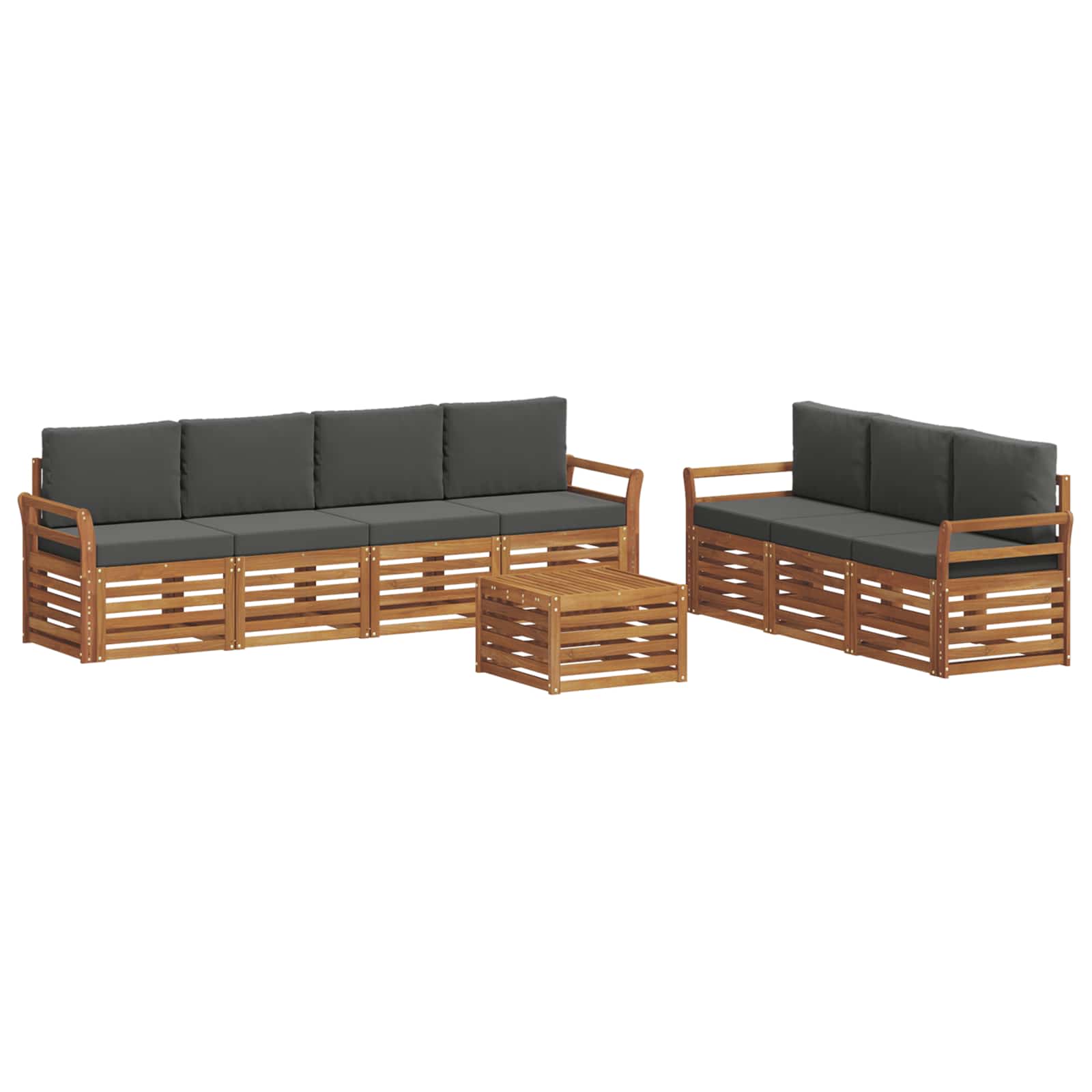 Sofa-Sets 8 pcs Natuurlijk en Antraciet Massief Acaciahout is nu te koop bij PeponiXL, paradijselijk wonen!
