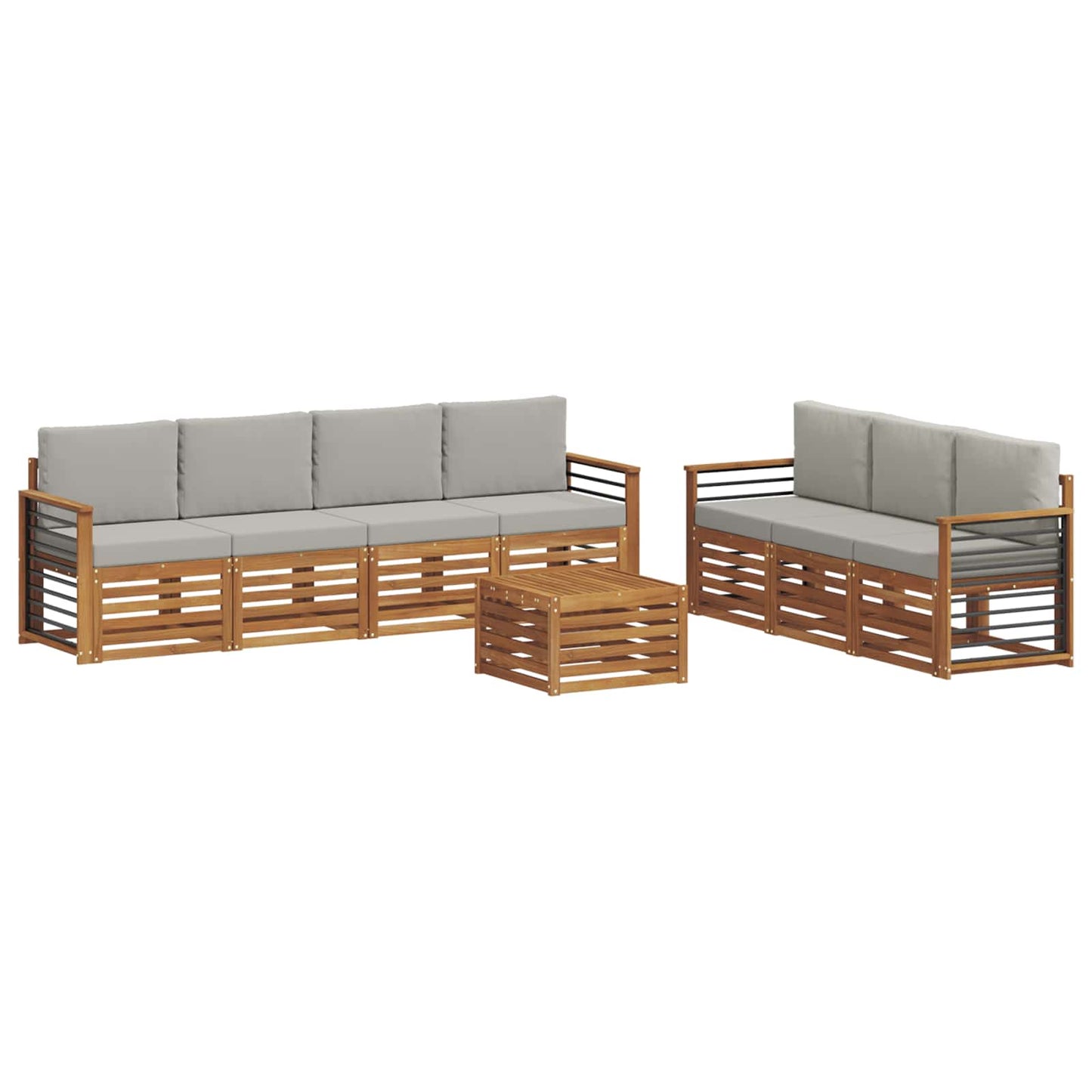 Sofa-Sets 8 pcs Natuurlijk en Lichtgrijs Massief Acaciahout is nu te koop bij PeponiXL, paradijselijk wonen!