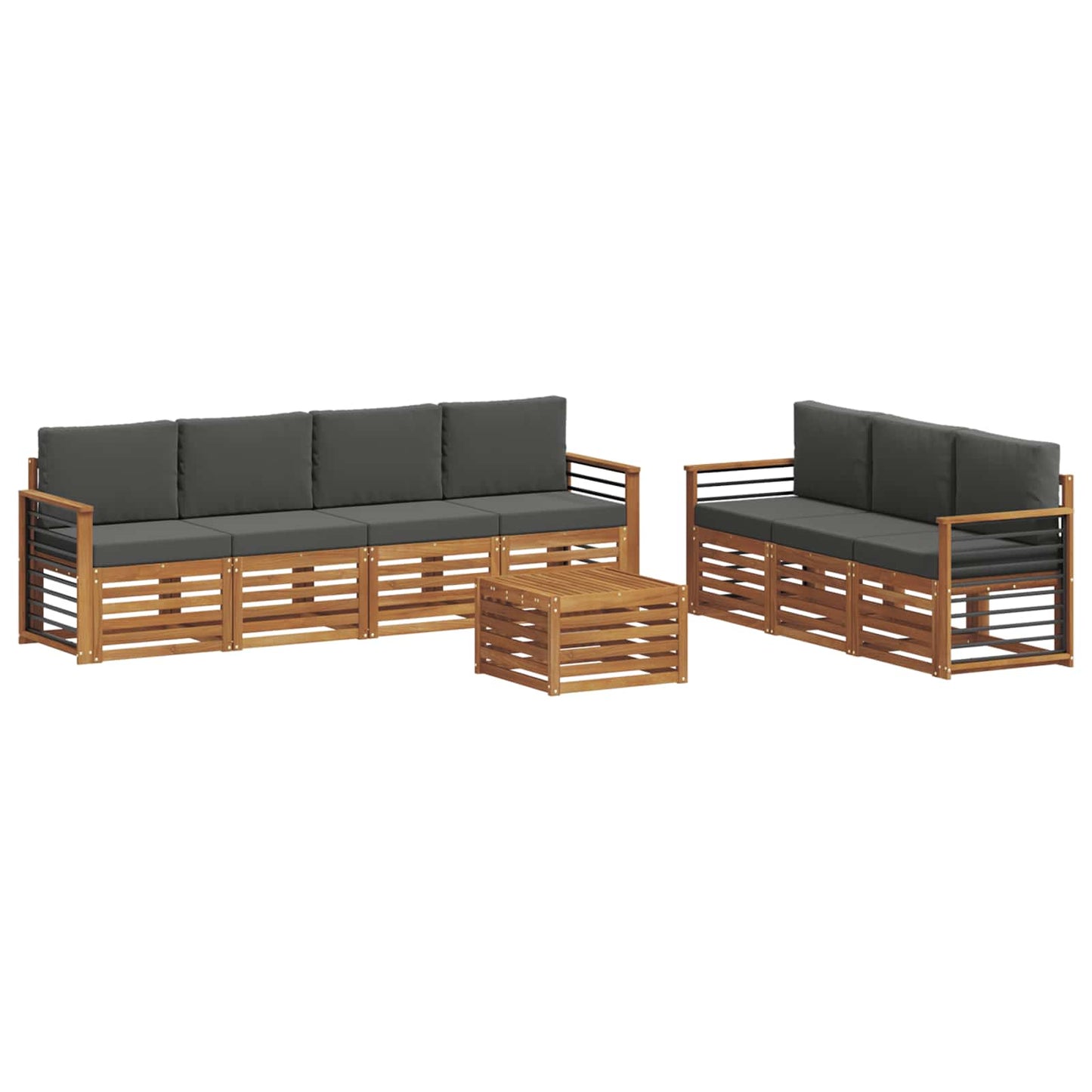 Sofa-Sets 8 pcs Natuurlijk en Antraciet Massief Acaciahout is nu te koop bij PeponiXL, paradijselijk wonen!