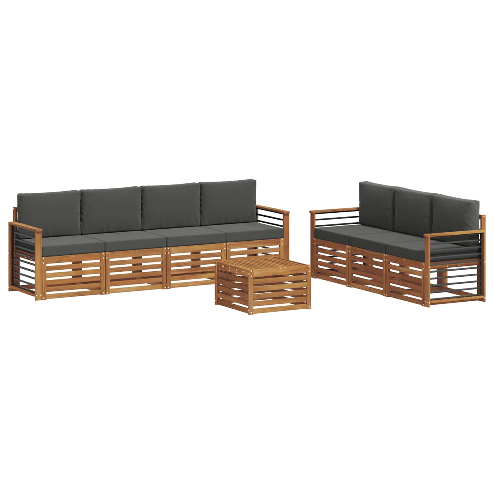 Sofa-Sets 8 pcs Natuurlijk en Antraciet Massief Acaciahout is nu te koop bij PeponiXL, paradijselijk wonen!