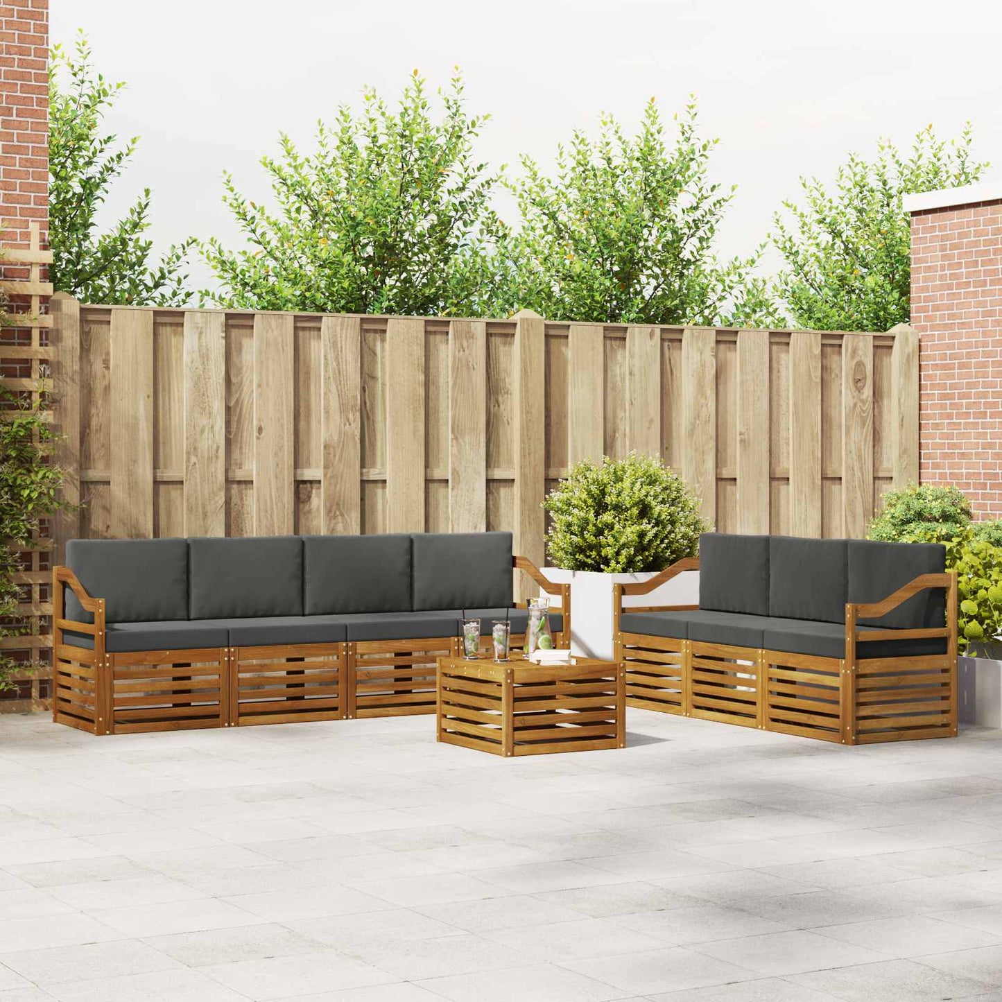 Sofa-Sets 8 pcs Natuurlijk en Antraciet Massief Acaciahout is nu te koop bij PeponiXL, paradijselijk wonen!