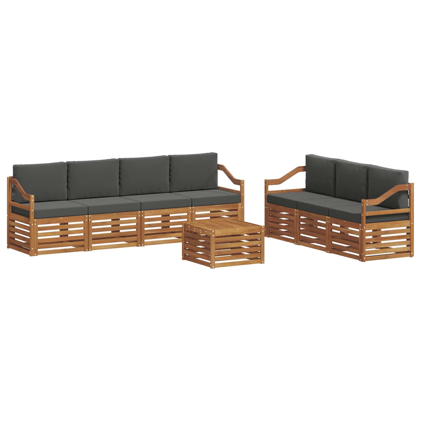 Sofa-Sets 8 pcs Natuurlijk en Antraciet Massief Acaciahout is nu te koop bij PeponiXL, paradijselijk wonen!
