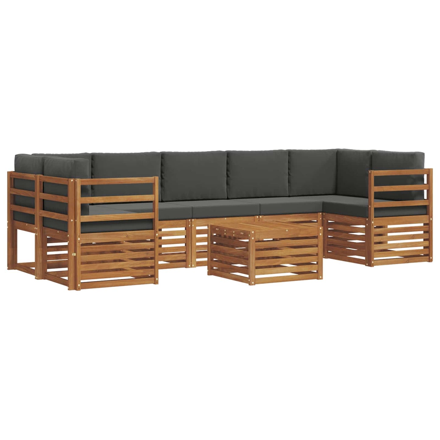 Buiten bankenset met kussen 8 pcs Natuurlijk en Antraciet is nu te koop bij PeponiXL, paradijselijk wonen!