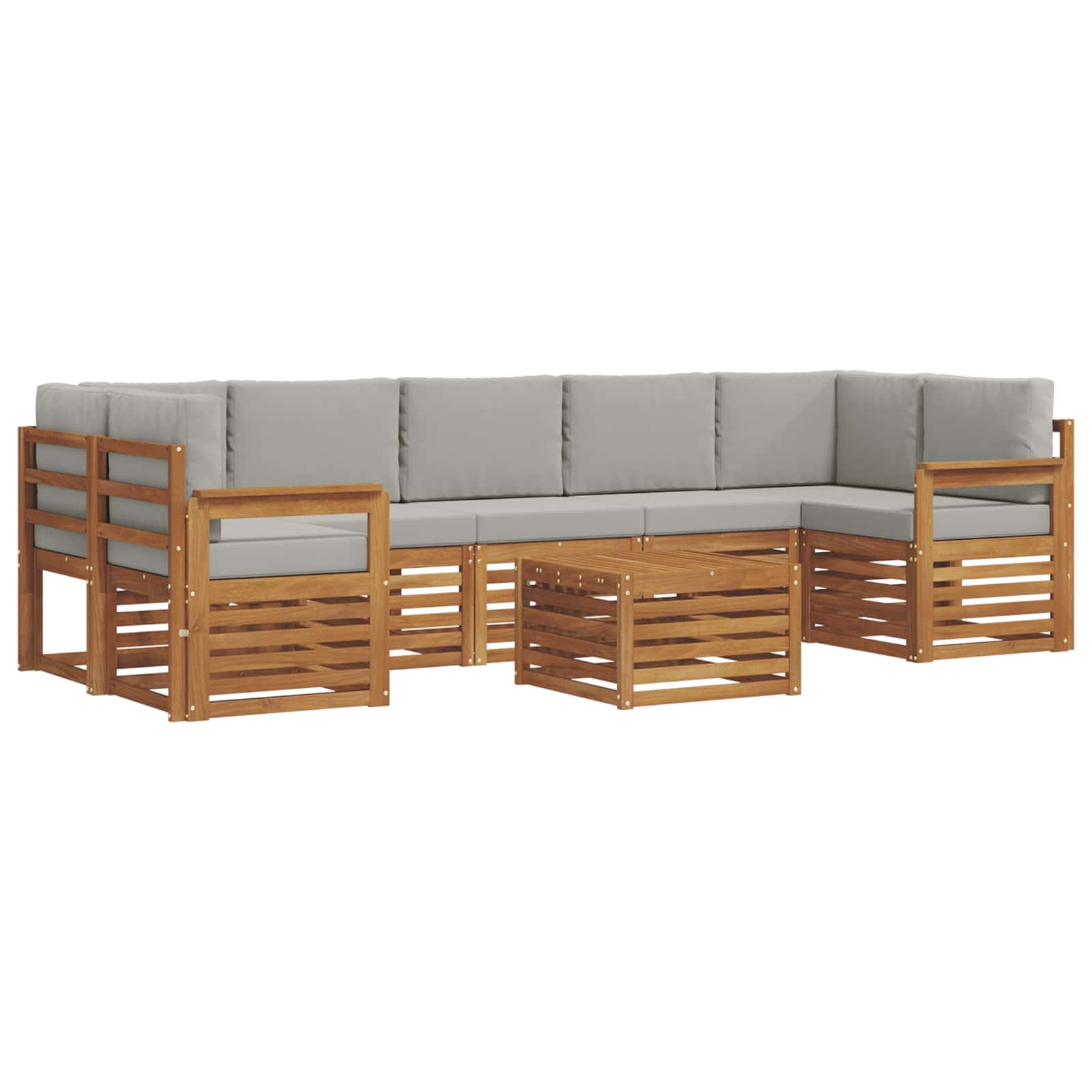 Buiten bankenset met kussen 8 pcs Natuurlijk en Lichtgrijs is nu te koop bij PeponiXL, paradijselijk wonen!