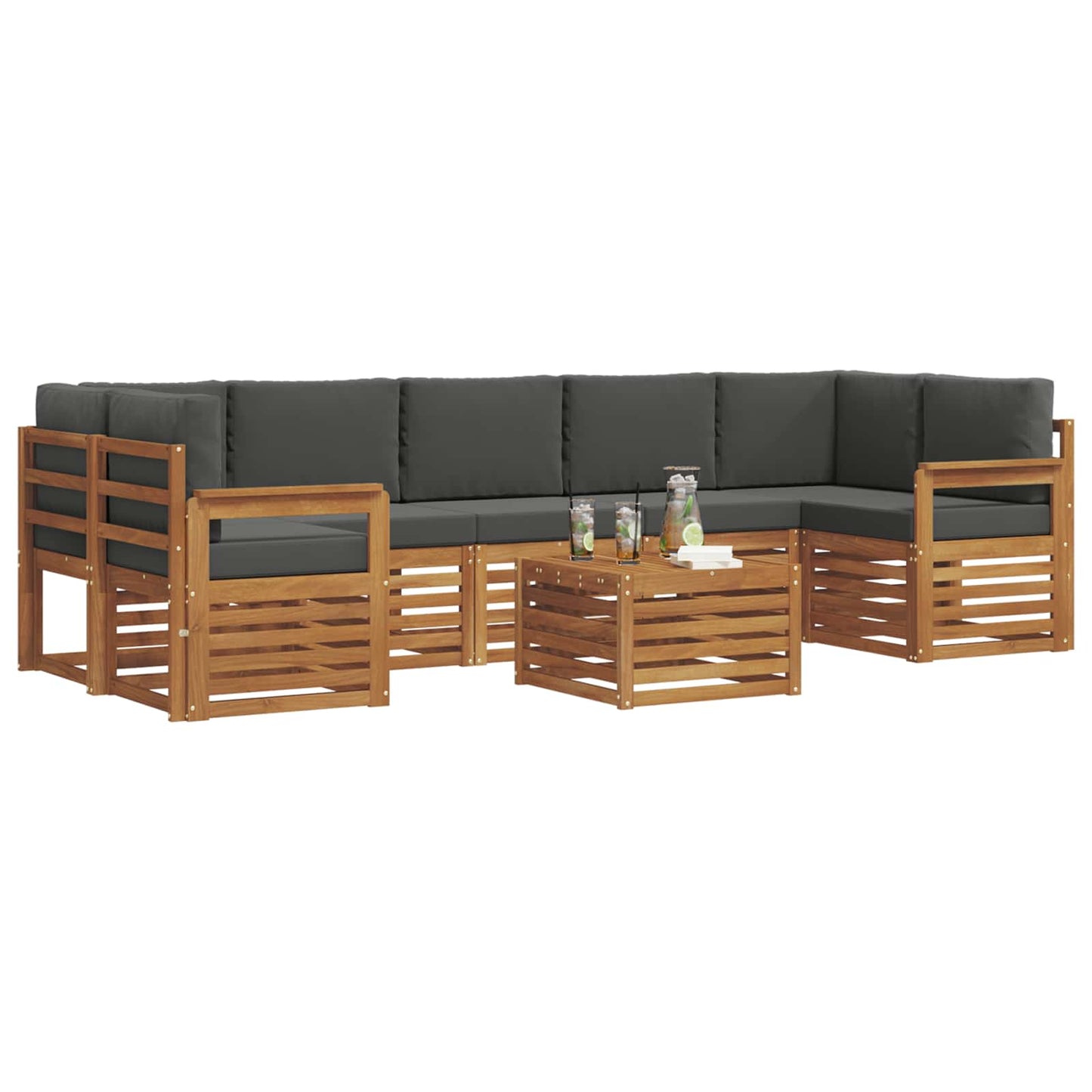 Buiten bankenset met kussen 8 pcs Natuurlijk en Antraciet is nu te koop bij PeponiXL, paradijselijk wonen!