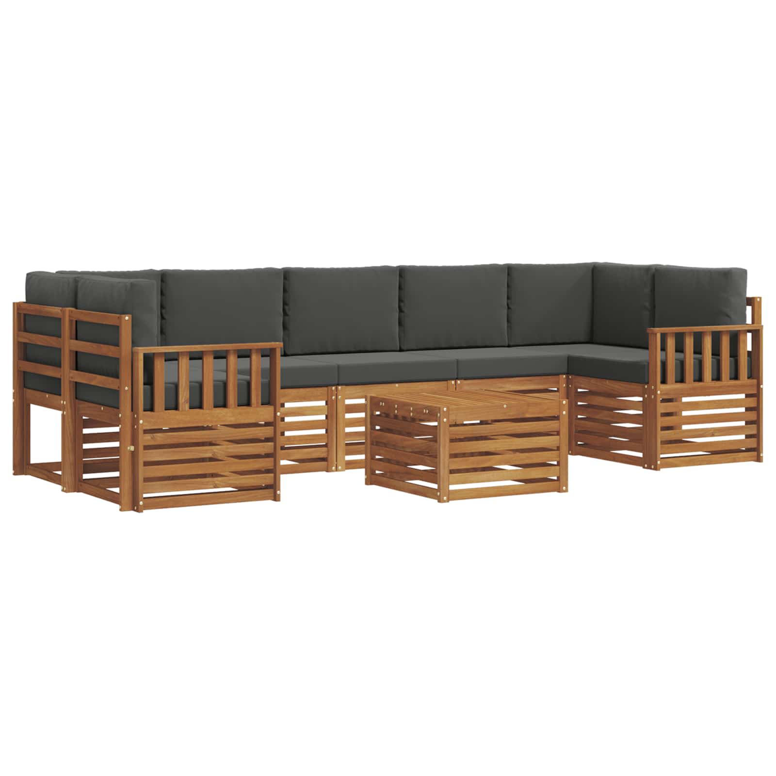 Buiten bankenset met kussen 8 pcs Natuurlijk en Antraciet is nu te koop bij PeponiXL, paradijselijk wonen!