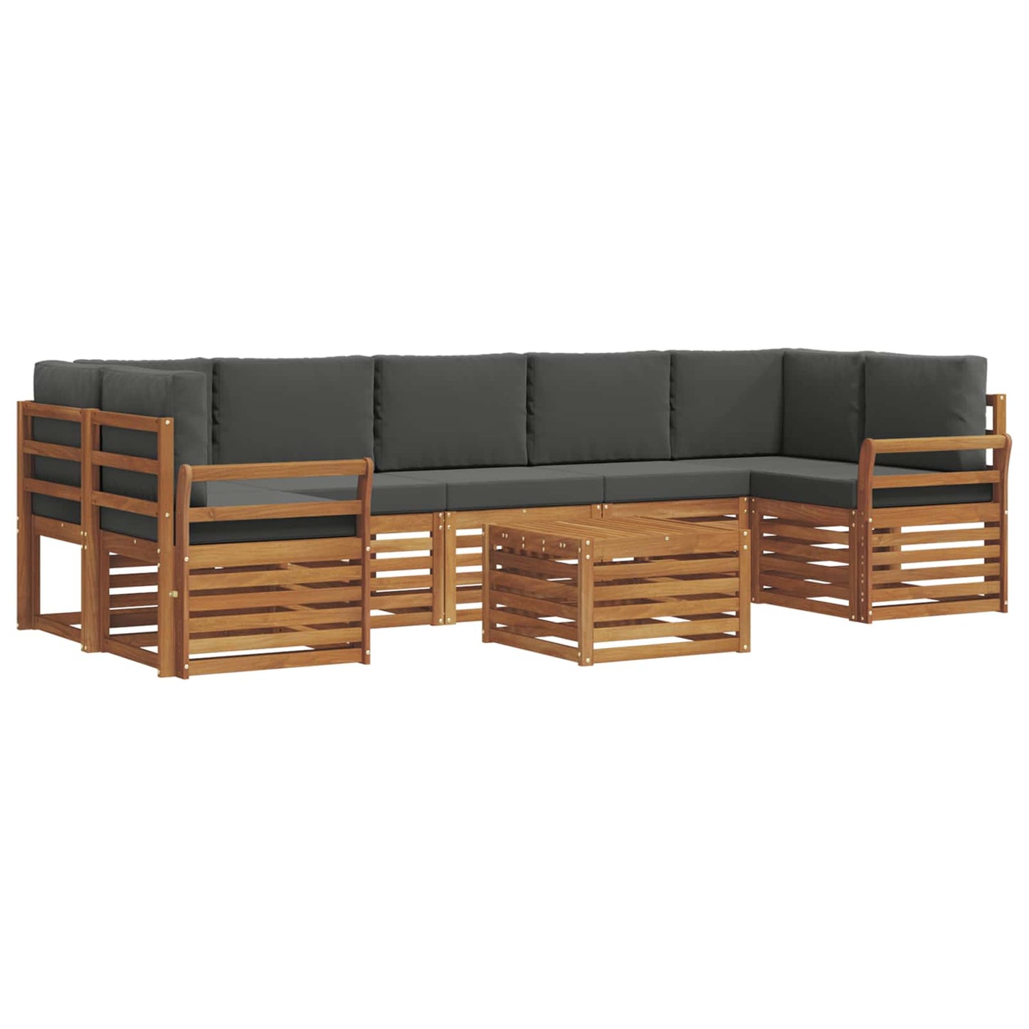 Buiten bankenset met kussen 8 pcs Natuurlijk en Antraciet is nu te koop bij PeponiXL, paradijselijk wonen!