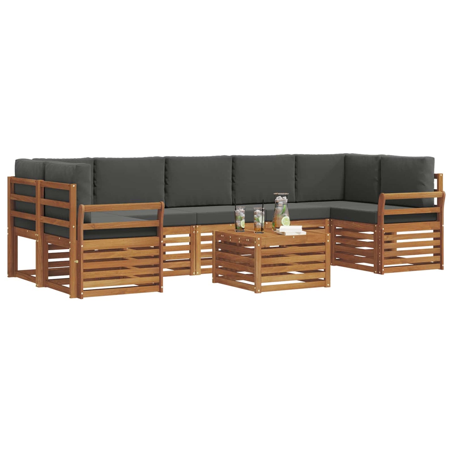 Buiten bankenset met kussen 8 pcs Natuurlijk en Antraciet is nu te koop bij PeponiXL, paradijselijk wonen!