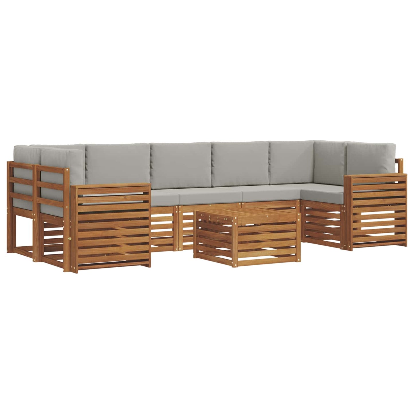 Buiten bankenset met kussen 8 pcs Natuurlijk en Lichtgrijs is nu te koop bij PeponiXL, paradijselijk wonen!