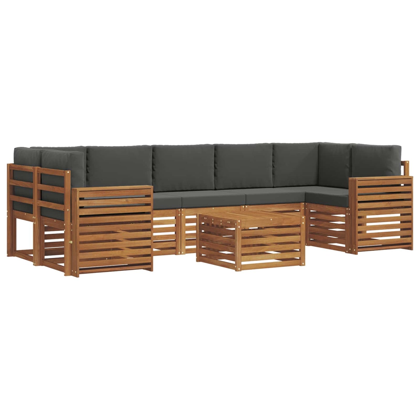 Buiten bankenset met kussen 8 pcs Natuurlijk en Antraciet is nu te koop bij PeponiXL, paradijselijk wonen!