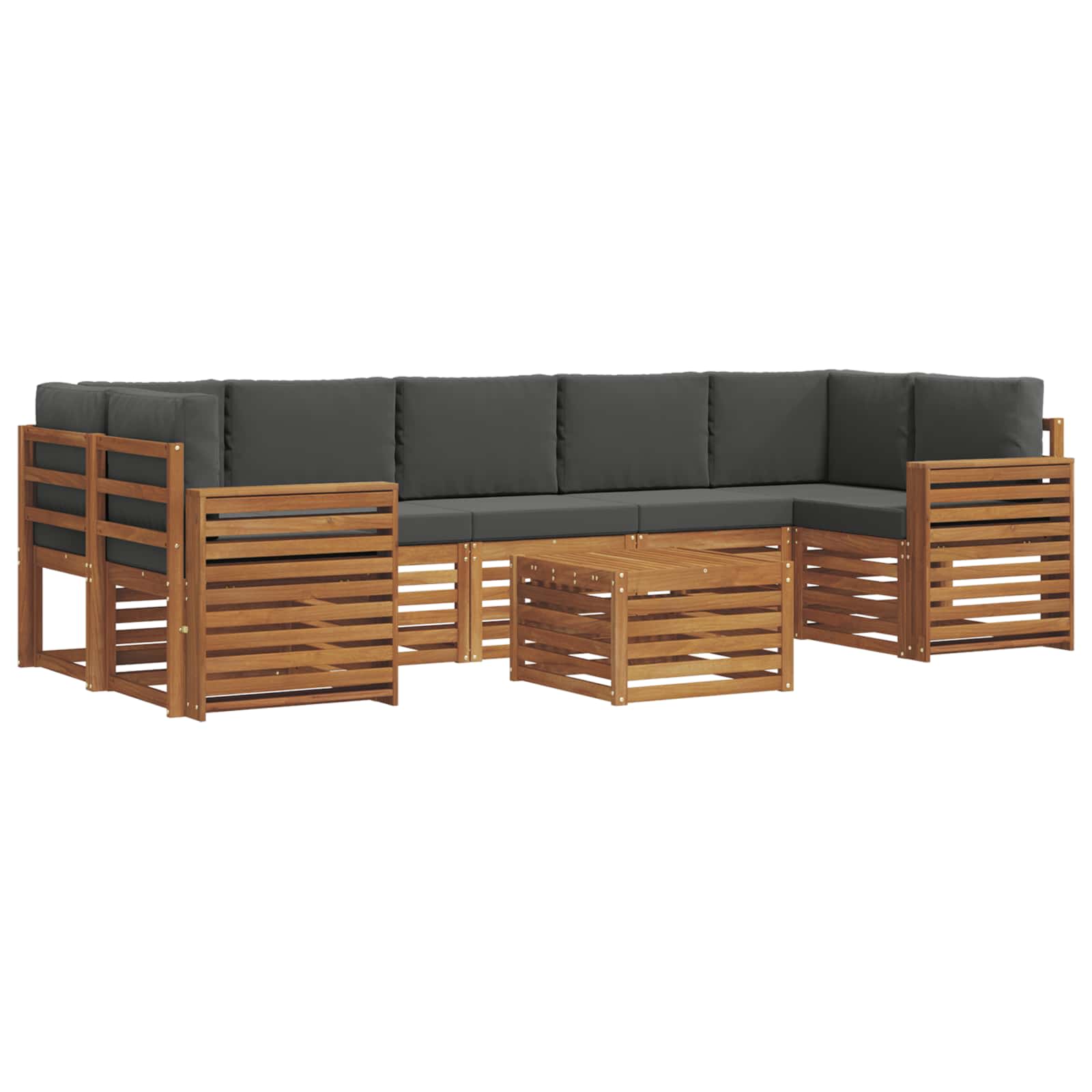 Buiten bankenset met kussen 8 pcs Natuurlijk en Antraciet is nu te koop bij PeponiXL, paradijselijk wonen!
